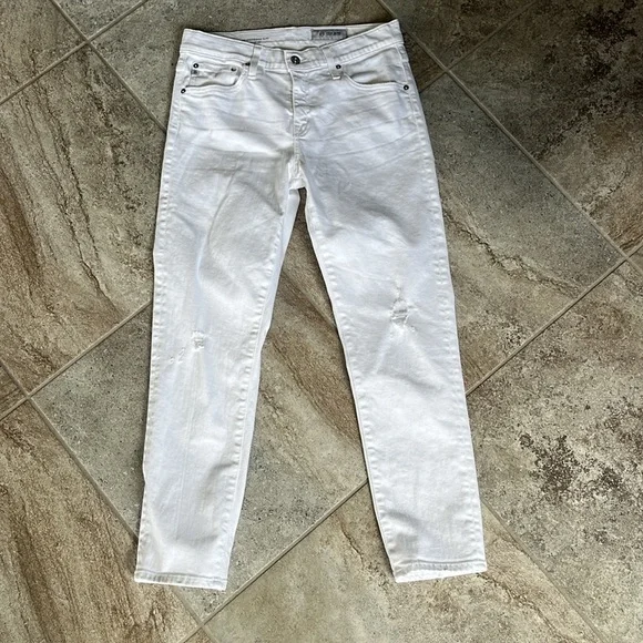 Like New AG Adriano Goldschmied White Ex Boyfriend Slim Slouchy Jeans 28 R - Picture 5 of 12